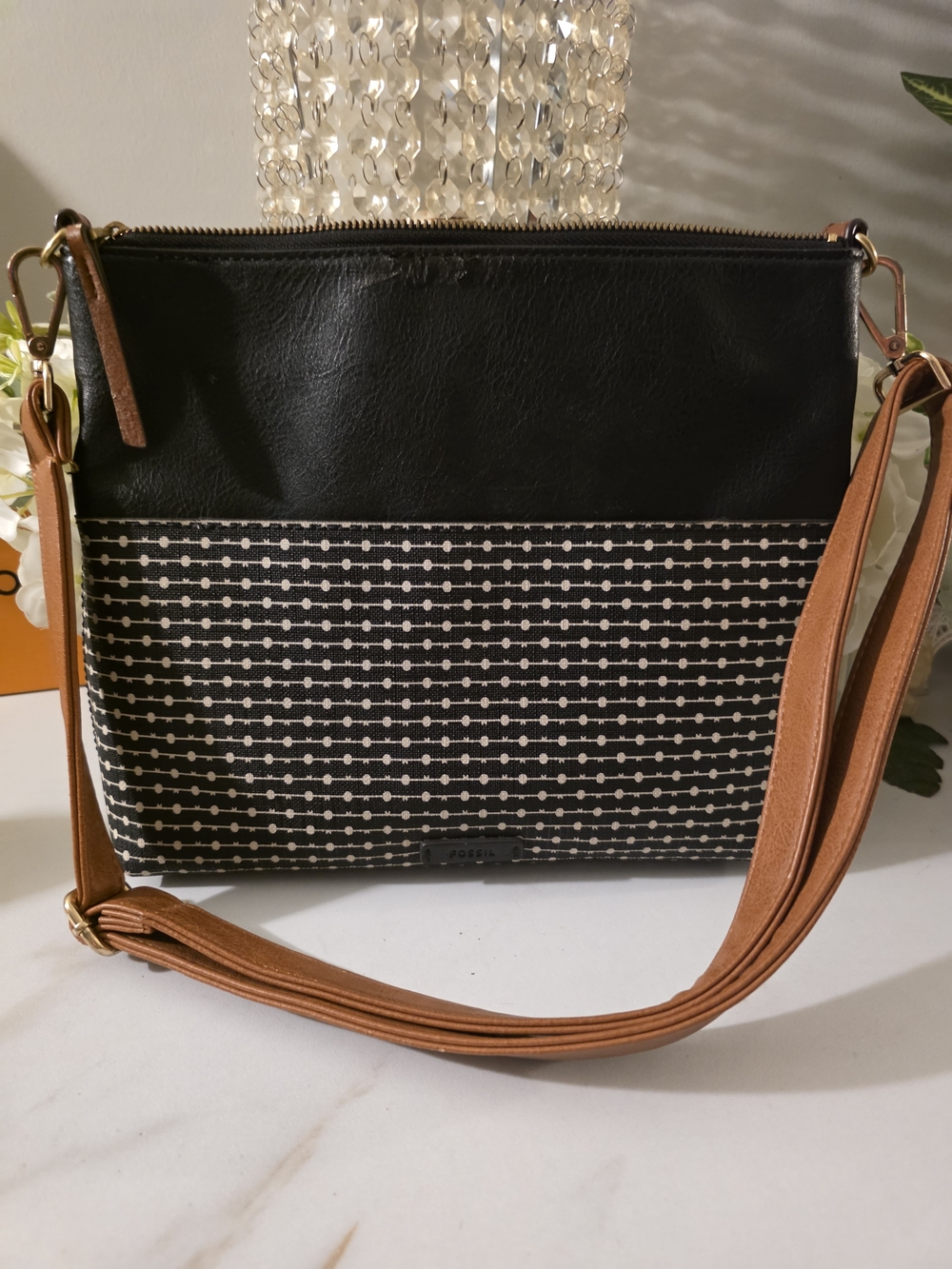 Fossil Black & Tan Crossbody Bag